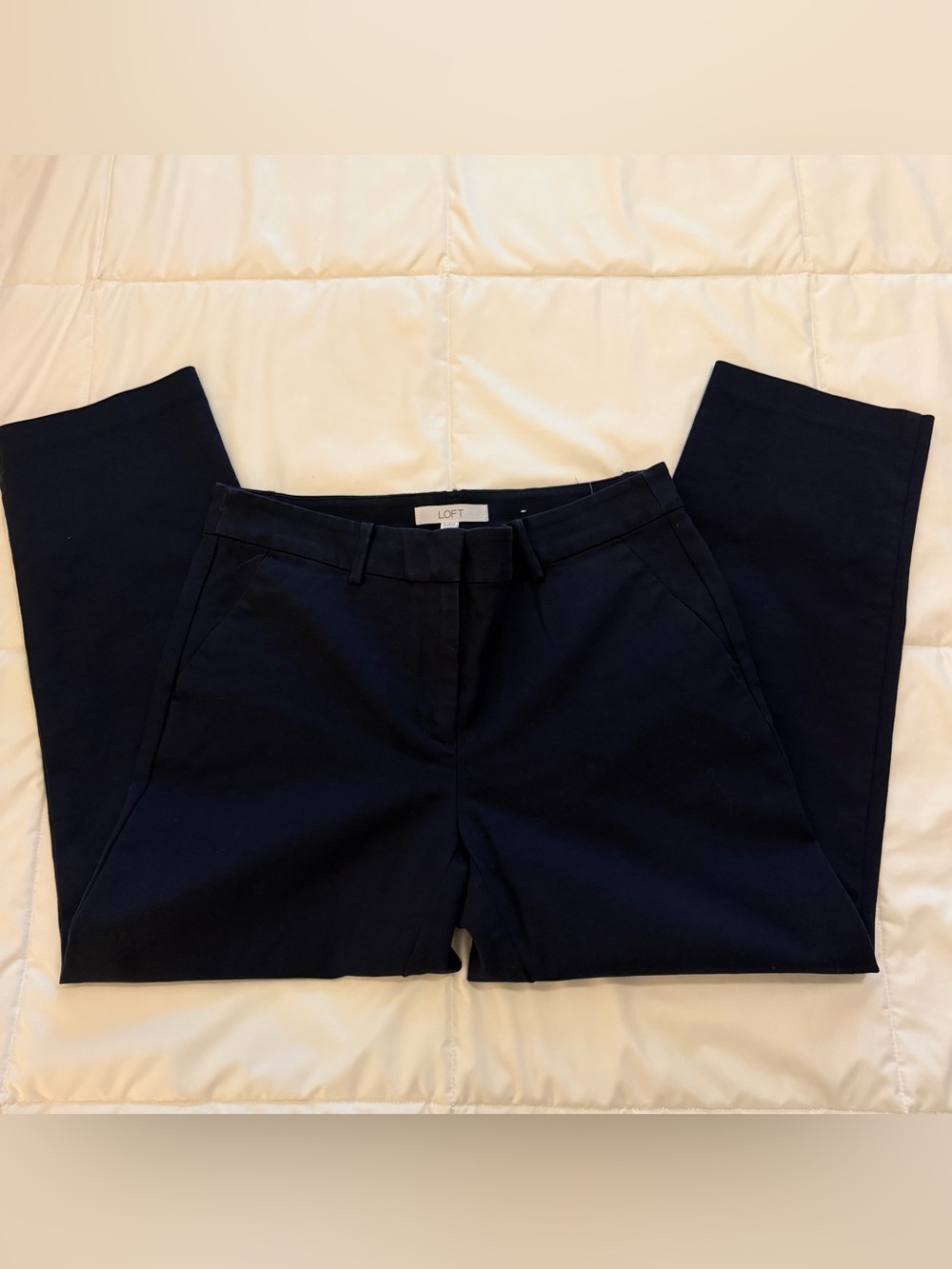 LOFT Dark Navy Women's Curvy Riviera Slim Chinos - Slim Straight